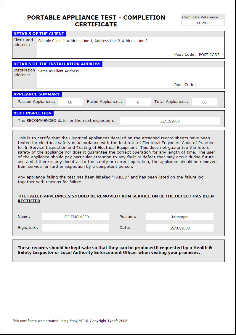 PAT certificate